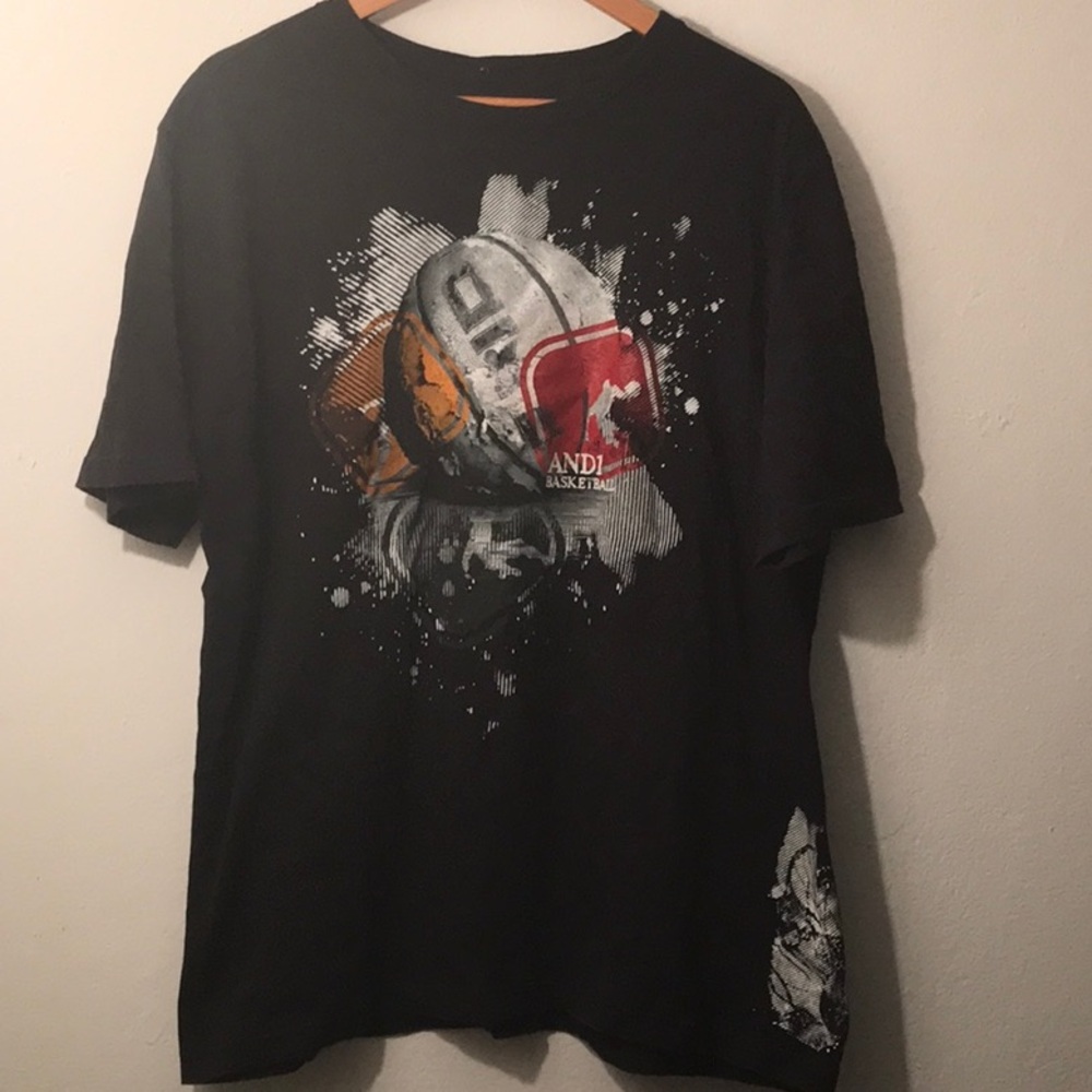 Vintage Y2K And1 And One street basketball wear Black Graphic Men's T-Shirt L